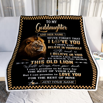Personalized To My Goddaughter Gifts From Godfather Godmother Blanket Old Lion Love You Goddaughter Birthday Gifts Graduation Christmas Fleece Throw Blanket | siriusteestore