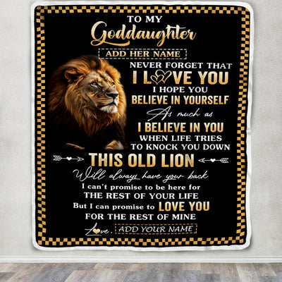 Personalized To My Goddaughter Gifts From Godfather Godmother Blanket Old Lion Love You Goddaughter Birthday Gifts Graduation Christmas Fleece Throw Blanket | siriusteestore