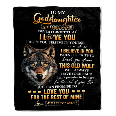Personalized To My Goddaughter Gifts From Godfather Godmother Blanket Old Wolf Love You Goddaughter Birthday Gifts Graduation Christmas Fleece Throw Blanket | siriusteestore