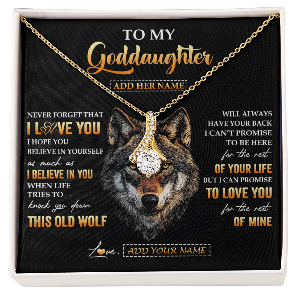 Alluring Beauty Necklace 18K Yellow Gold Finish | 1 | Personalized To My Goddaughter Gifts From Godfather Godmother Necklace Old Wolf Love You Goddaughter Birthday Gifts Graduation Christmas Gift Box Message Card | siriusteestore