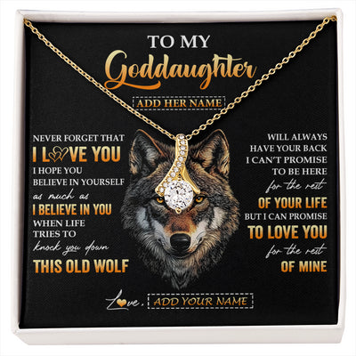 Alluring Beauty Necklace 18K Yellow Gold Finish | 1 | Personalized To My Goddaughter Gifts From Godfather Godmother Necklace Old Wolf Love You Goddaughter Birthday Gifts Graduation Christmas Gift Box Message Card | siriusteestore