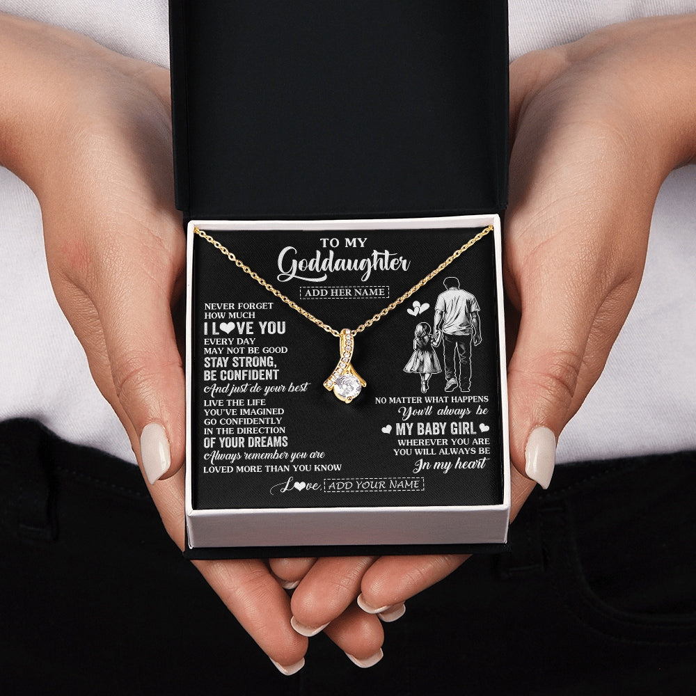 Alluring Beauty Necklace 18K Yellow Gold Finish | 2 | Personalized To My Goddaughter Gifts From Godfather Necklace Never Forget How Much I Love You Goddaughter Birthday Graduation Christmas Gift Box Message Card | https://siriusteestore.