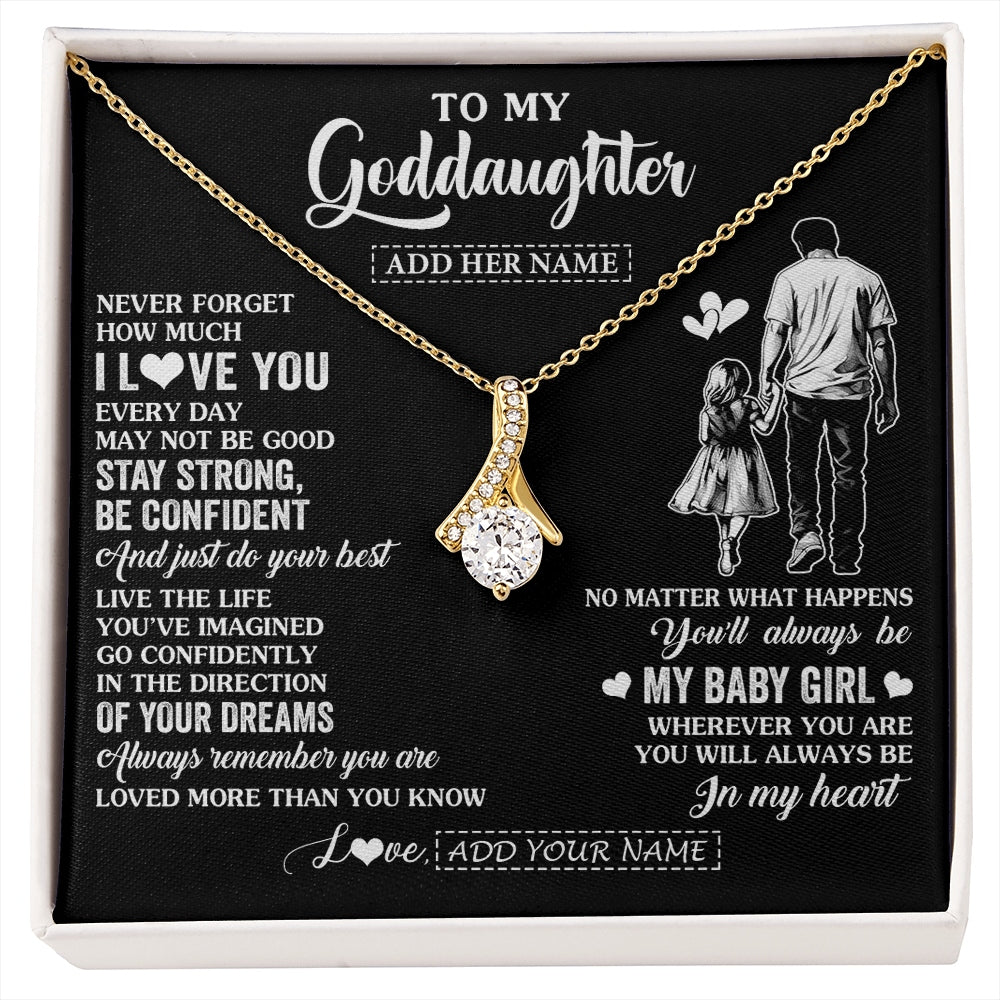 Alluring Beauty Necklace 18K Yellow Gold Finish | 1 | Personalized To My Goddaughter Gifts From Godfather Necklace Never Forget How Much I Love You Goddaughter Birthday Graduation Christmas Gift Box Message Card | https://siriusteestore.