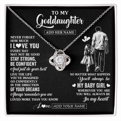 Love Knot Necklace 14K White Gold Finish | 1 | Personalized To My Goddaughter Gifts From Godfather Necklace Never Forget How Much I Love You Goddaughter Birthday Graduation Christmas Gift Box Message Card | https://siriusteestore.