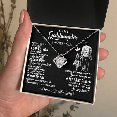 Love Knot Necklace 14K White Gold Finish | 2 | Personalized To My Goddaughter Gifts From Godfather Necklace Never Forget How Much I Love You Goddaughter Birthday Graduation Christmas Gift Box Message Card | https://siriusteestore.