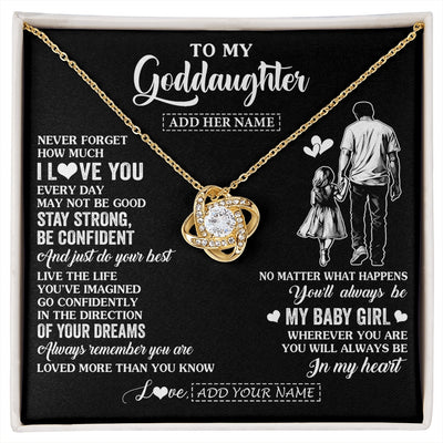 Love Knot Necklace 18K Yellow Gold Finish | 1 | Personalized To My Goddaughter Gifts From Godfather Necklace Never Forget How Much I Love You Goddaughter Birthday Graduation Christmas Gift Box Message Card | https://siriusteestore.