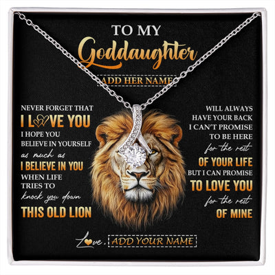 Alluring Beauty Necklace 14K White Gold Finish | 1 | Personalized To My Goddaughter Gifts From Godfather Necklace Old Lion Love You Goddaughter Birthday Gifts Graduation Christmas Custom Gift Box Message Card | siriusteestore.myshopify