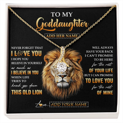 Alluring Beauty Necklace 18K Yellow Gold Finish | 1 | Personalized To My Goddaughter Gifts From Godfather Necklace Old Lion Love You Goddaughter Birthday Gifts Graduation Christmas Custom Gift Box Message Card | siriusteestore.myshopify