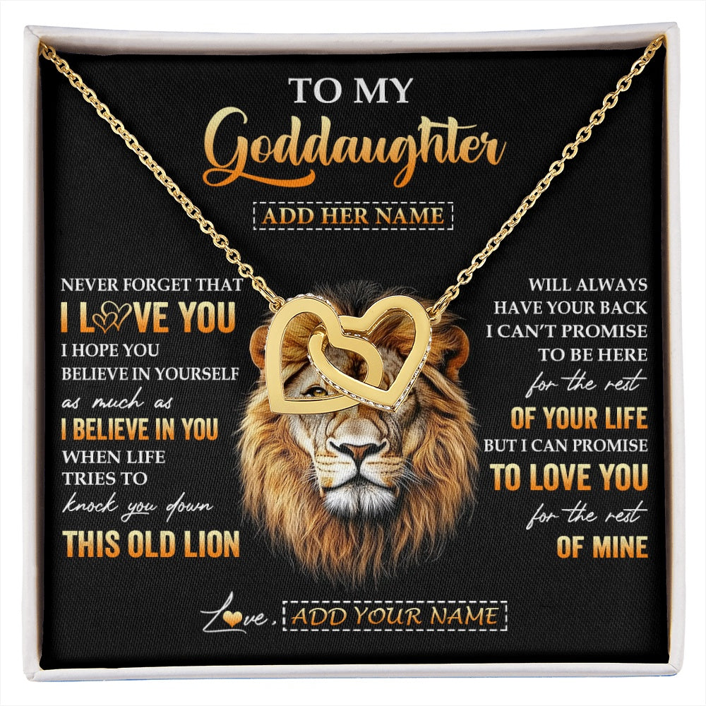 Interlocking Hearts Necklace 18K Yellow Gold Finish | 1 | Personalized To My Goddaughter Gifts From Godfather Necklace Old Lion Love You Goddaughter Birthday Gifts Graduation Christmas Custom Gift Box Message Card | siriusteestore.myshopify