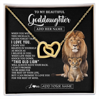 Interlocking Hearts Necklace 18K Yellow Gold Finish | 1 | Personalized To My Goddaughter Gifts From Godfather Necklace This Old Lion Love You Goddaughter Birthday Gifts Christmas Jewelry Custom Gift Box Message Card | https://siriusteestore.