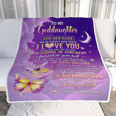 Personalized To My Goddaughter Gifts From Godmother Aunt Blanket Butterfly Never Forget How Much I Love You Goddaughter Birthday Gifts Christmas Fleece Blanket | siriusteestore