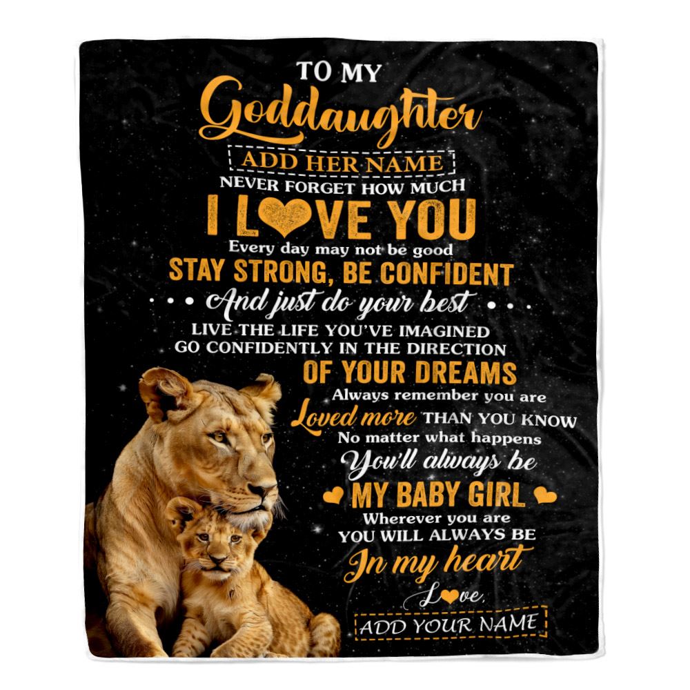 Personalized To My Goddaughter Gifts From Godmother Aunt Blanket Lion Never Forget How Much I Love You Goddaughter Birthday Graduation Christmas Fleece Blanket | siriusteestore