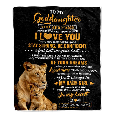 Personalized To My Goddaughter Gifts From Godmother Aunt Blanket Lion Never Forget How Much I Love You Goddaughter Birthday Graduation Christmas Fleece Blanket | siriusteestore