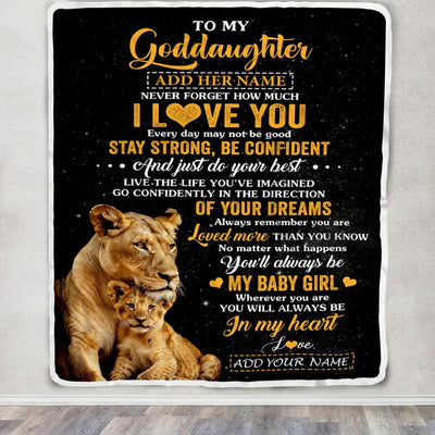 Personalized To My Goddaughter Gifts From Godmother Aunt Blanket Lion Never Forget How Much I Love You Goddaughter Birthday Graduation Christmas Fleece Blanket | siriusteestore