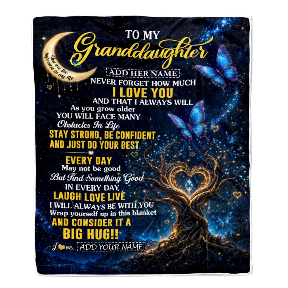 Personalized To My Goddaughter Gifts From Godmother Blanket Blue Galaxy Butterfly Moon Birthday Gifts For Goddaughter Graduation Christmas Fleece Blanket | siriusteestore
