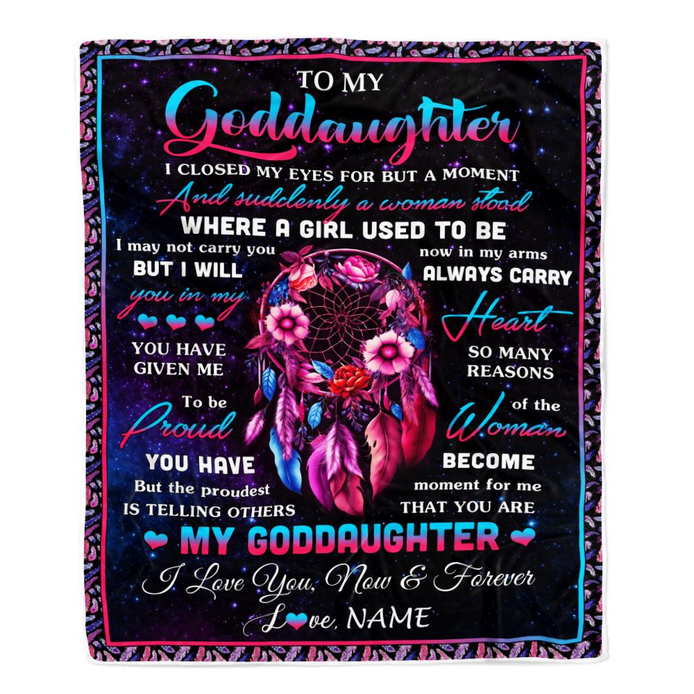 Personalized To My Goddaughter Gifts From Godmother Blanket Dream Catcher Birthday Gifts For Goddaughter Graduation Christmas Customized Fleece Blanket | siriusteestore