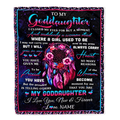 Personalized To My Goddaughter Gifts From Godmother Blanket Dream Catcher Birthday Gifts For Goddaughter Graduation Christmas Customized Fleece Blanket | siriusteestore