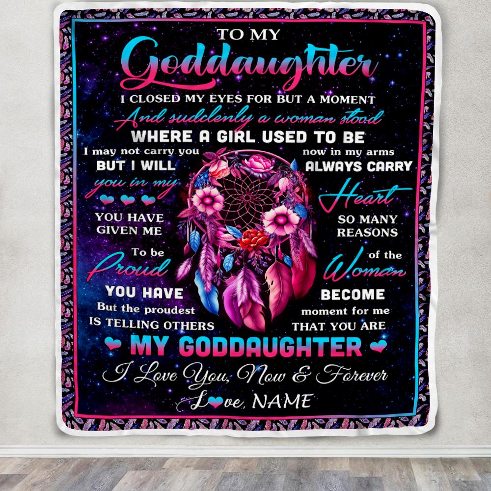 Personalized To My Goddaughter Gifts From Godmother Blanket Dream Catcher Birthday Gifts For Goddaughter Graduation Christmas Customized Fleece Blanket | siriusteestore