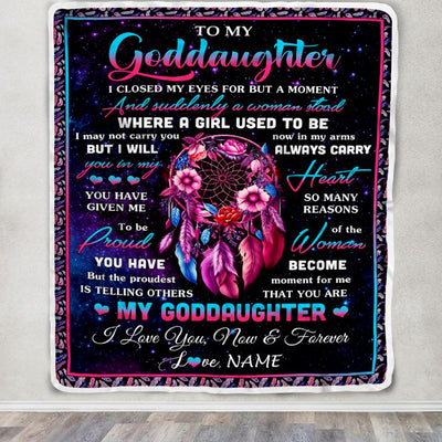 Personalized To My Goddaughter Gifts From Godmother Blanket Dream Catcher Birthday Gifts For Goddaughter Graduation Christmas Customized Fleece Blanket | siriusteestore