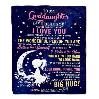 Personalized To My Goddaughter Gifts From Godmother Blanket Floral Moon Birthday Gifts For Goddaughter Graduation Wedding Christmas Customized Fleece Blanket | siriusteestore