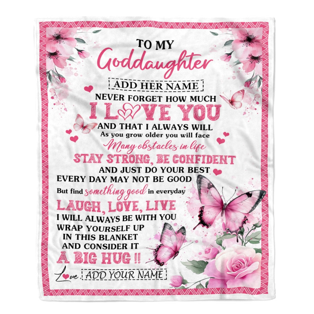 Personalized To My Goddaughter Gifts From Godmother Blanket I Love You Butterfly Birthday Gifts For Goddaughter Graduation Christmas Fleece Throw Blanket | siriusteestore