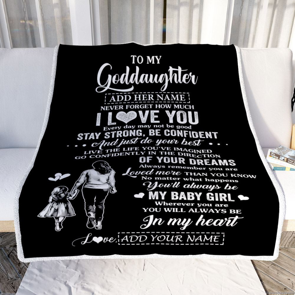 Personalized To My Goddaughter Gifts From Godmother Blanket Never Forget How Much I Love You Goddaughter Birthday Graduation Christmas Fleece Throw Blanket | siriusteestore