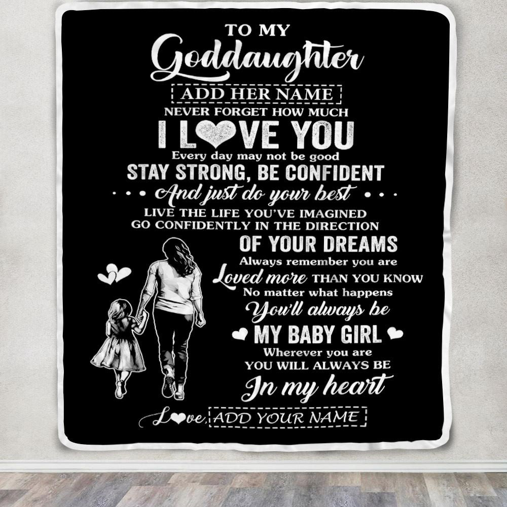 Personalized To My Goddaughter Gifts From Godmother Blanket Never Forget How Much I Love You Goddaughter Birthday Graduation Christmas Fleece Throw Blanket | siriusteestore