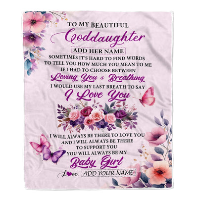 Personalized To My Goddaughter Gifts From Godmother Blanket Purple Floral Loving You Birthday Gifts For Goddaughter Graduation Christmas Custom Fleece Blanket Shirt & Hoodie | siriusteestore