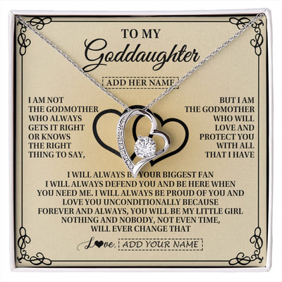 Forever Love Necklace 14K White Gold Finish | 1 | Personalized To My Goddaughter Gifts From Godmother Goddaughter Birthday Gifts Jewelry For Women Goddaughter Pendant Necklace Christmas Gift Box Message Card | https://siriusteestore.