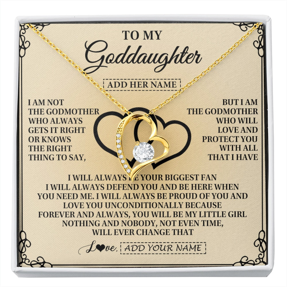 Forever Love Necklace 18K Yellow Gold Finish | 1 | Personalized To My Goddaughter Gifts From Godmother Goddaughter Birthday Gifts Jewelry For Women Goddaughter Pendant Necklace Christmas Gift Box Message Card | https://siriusteestore.