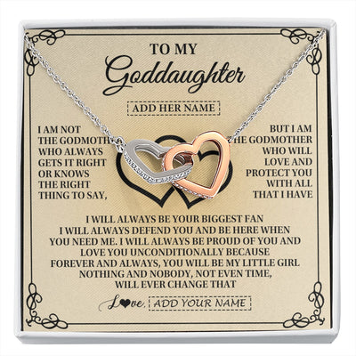 Interlocking Hearts Necklace Stainless Steel & Rose Gold Finish | 1 | Personalized To My Goddaughter Gifts From Godmother Goddaughter Birthday Gifts Jewelry For Women Goddaughter Pendant Necklace Christmas Gift Box Message Card | https://siriusteestore.