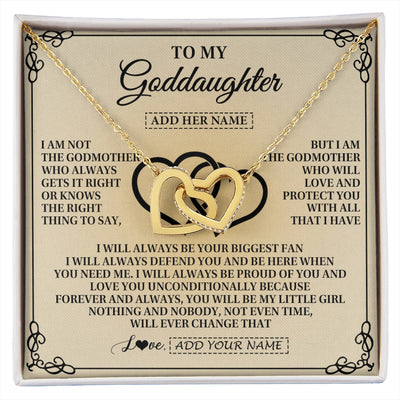 Interlocking Hearts Necklace 18K Yellow Gold Finish | 1 | Personalized To My Goddaughter Gifts From Godmother Goddaughter Birthday Gifts Jewelry For Women Goddaughter Pendant Necklace Christmas Gift Box Message Card | https://siriusteestore.