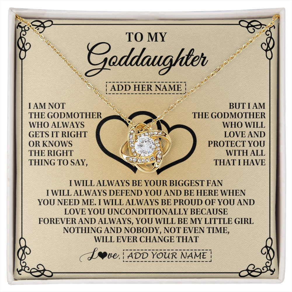 Love Knot Necklace 18K Yellow Gold Finish | 1 | Personalized To My Goddaughter Gifts From Godmother Goddaughter Birthday Gifts Jewelry For Women Goddaughter Pendant Necklace Christmas Gift Box Message Card | https://siriusteestore.