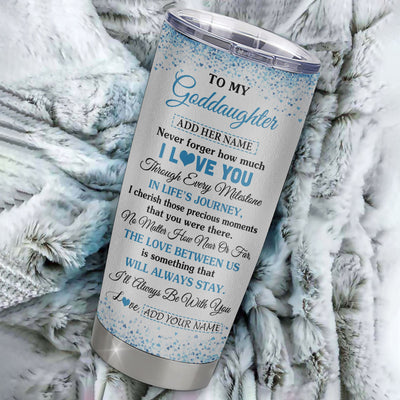 Personalized To My Goddaughter Gifts From Godmother Godfather Tumbler Blue Tree Butterfly Birthday Gifts For Goddaughter Graduation Christmas Custom Cup Travel Mug | siriusteestore