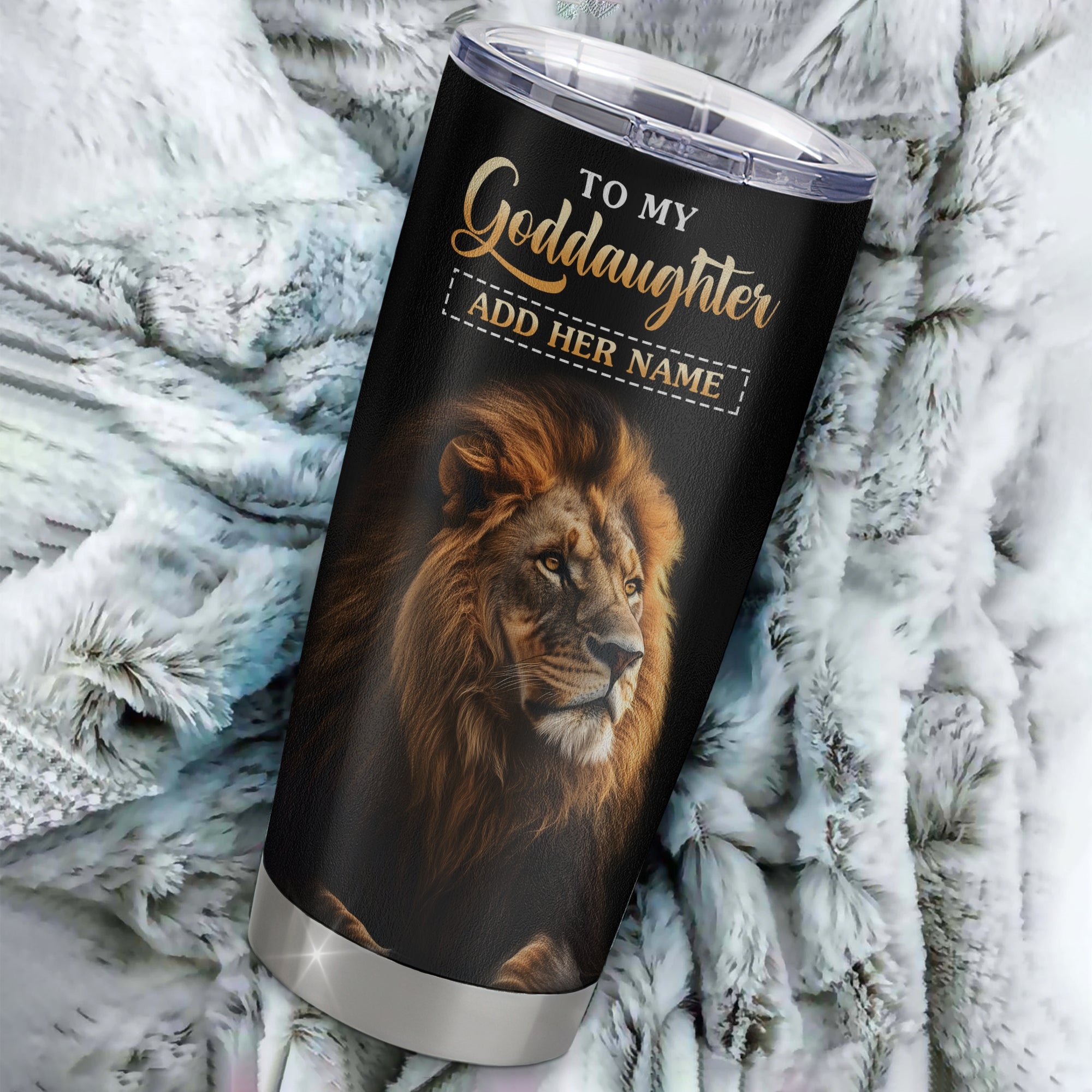 Personalized To My Goddaughter Gifts From Godmother Godfather Tumbler Old Lion Love You Goddaughter Birthday Gifts Graduation Christmas Custom Cup Travel Mug | siriusteestore