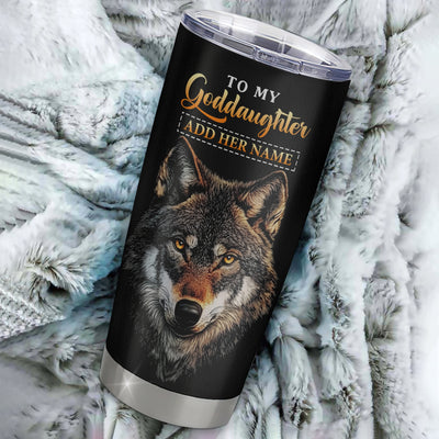 Personalized To My Goddaughter Gifts From Godmother Godfather Tumbler Old Wolf Love You Goddaughter Birthday Gifts Graduation Christmas Custom Cup Travel Mug | siriusteestore