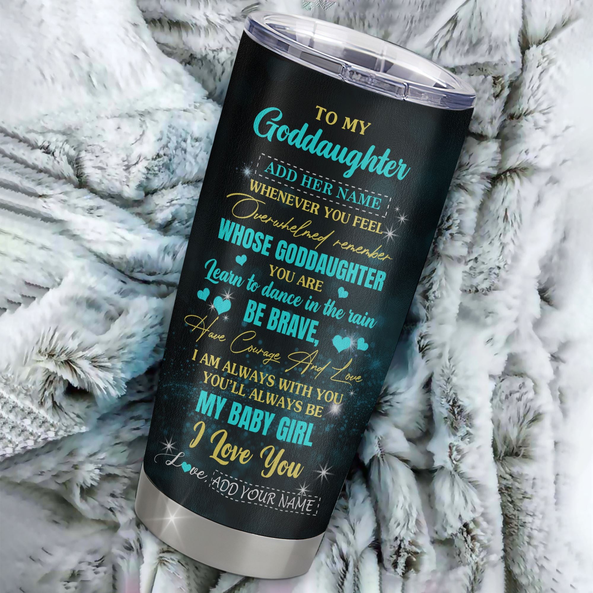 Personalized To My Goddaughter Gifts From Godmother Godfather Tumbler Sunflower Ideas For Grown Goddaughter Birthday Gifts Graduation Christmas Custom Cup Travel Mug | siriusteestore