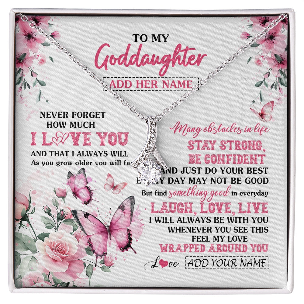 Alluring Beauty Necklace 14K White Gold Finish | 1 | Personalized To My Goddaughter Gifts From Godmother Necklace I Love You Butterfly Birthday Gifts For Goddaughter Christmas Custom Gift Box Message Card | https://siriusteestore.
