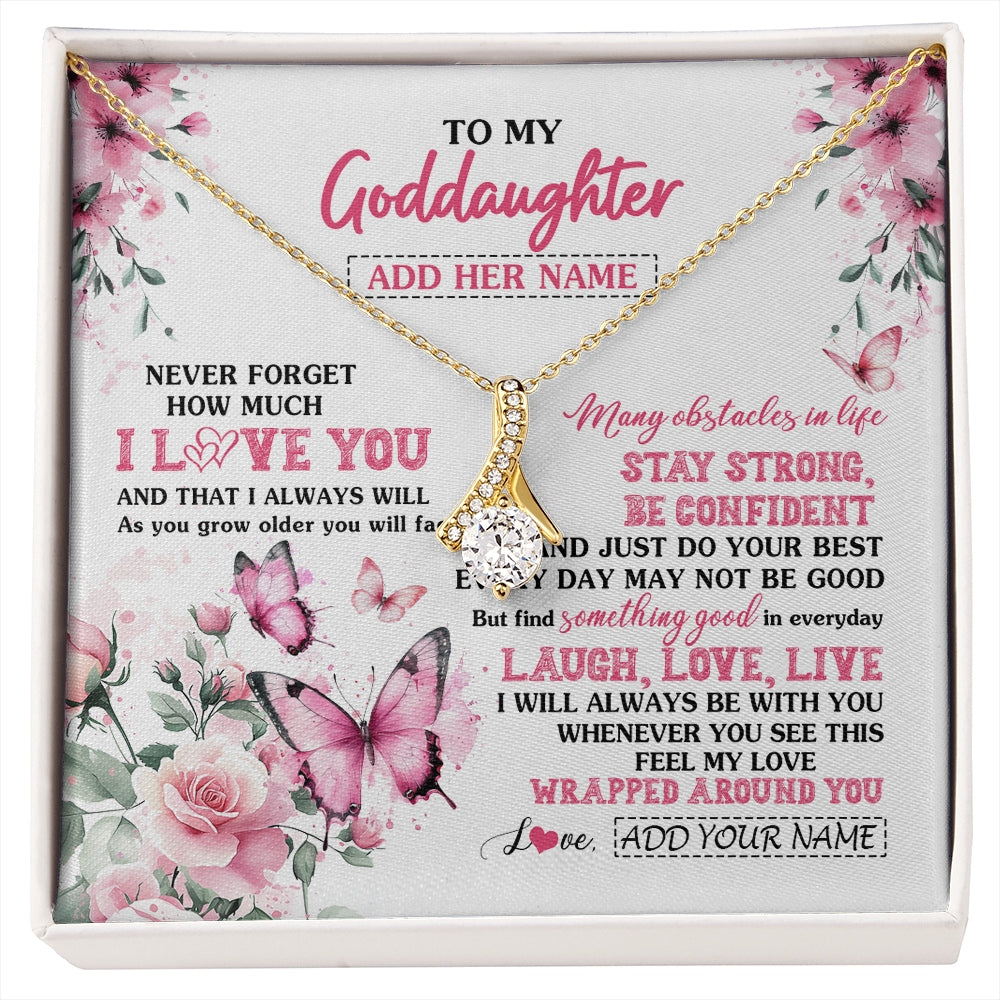 Alluring Beauty Necklace 18K Yellow Gold Finish | 1 | Personalized To My Goddaughter Gifts From Godmother Necklace I Love You Butterfly Birthday Gifts For Goddaughter Christmas Custom Gift Box Message Card | https://siriusteestore.