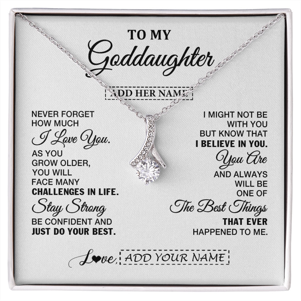 Alluring Beauty Necklace 14K White Gold Finish | 1 | Personalized To My Goddaughter Gifts From Godmother Necklace I Love You Thoughtful Keepsake Gift Goddaughter Birthday Christmas Custom Gift Box Message Card | https://siriusteestore.
