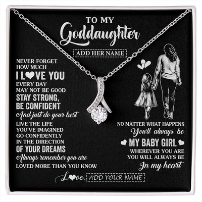 Alluring Beauty Necklace 14K White Gold Finish | 1 | Personalized To My Goddaughter Gifts From Godmother Necklace Never Forget How Much I Love You Goddaughter Birthday Graduation Christmas Gift Box Message Card | https://siriusteestore.