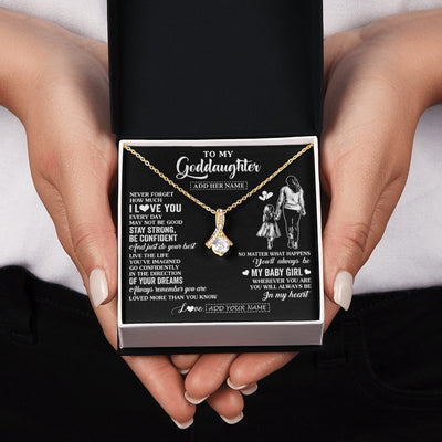 Alluring Beauty Necklace 18K Yellow Gold Finish | 2 | Personalized To My Goddaughter Gifts From Godmother Necklace Never Forget How Much I Love You Goddaughter Birthday Graduation Christmas Gift Box Message Card | https://siriusteestore.