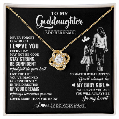 Love Knot Necklace 18K Yellow Gold Finish | 1 | Personalized To My Goddaughter Gifts From Godmother Necklace Never Forget How Much I Love You Goddaughter Birthday Graduation Christmas Gift Box Message Card | https://siriusteestore.