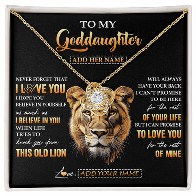 Love Knot Necklace 18K Yellow Gold Finish | 1 | Personalized To My Goddaughter Gifts From Godmother Necklace Old Lion Love You Goddaughter Birthday Gifts Graduation Christmas Custom Gift Box Message Card | siriusteestore.myshopify