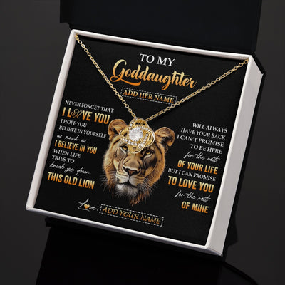 Love Knot Necklace 18K Yellow Gold Finish | 2 | Personalized To My Goddaughter Gifts From Godmother Necklace Old Lion Love You Goddaughter Birthday Gifts Graduation Christmas Custom Gift Box Message Card | siriusteestore.myshopify