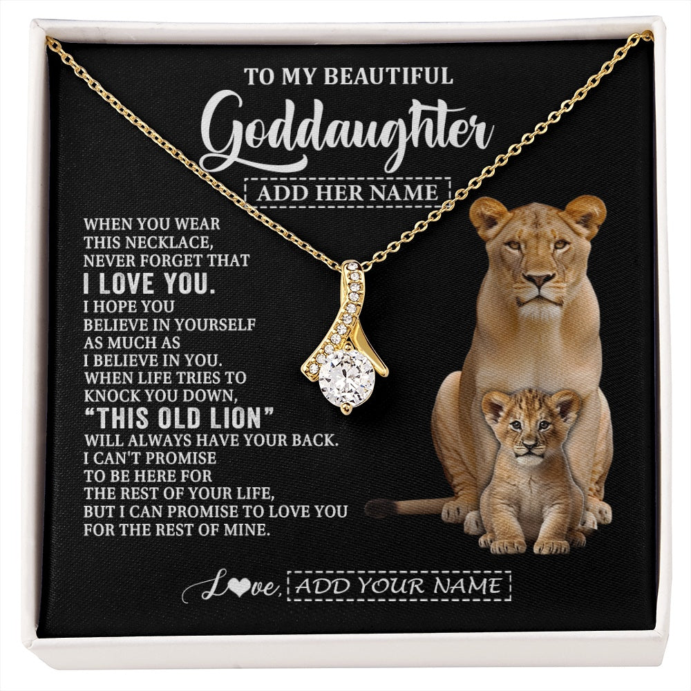 Alluring Beauty Necklace 18K Yellow Gold Finish | 1 | Personalized To My Goddaughter Gifts From Godmother Necklace This Old Lion Love You Goddaughter Birthday Gifts Christmas Jewelry Custom Gift Box Message Card | https://siriusteestore.