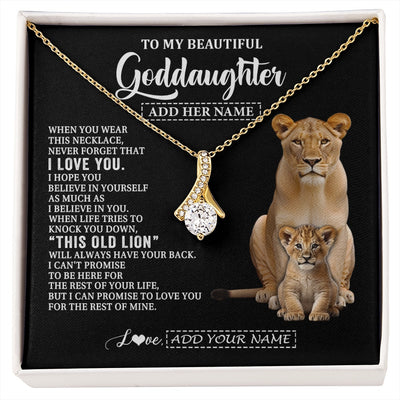 Alluring Beauty Necklace 18K Yellow Gold Finish | 1 | Personalized To My Goddaughter Gifts From Godmother Necklace This Old Lion Love You Goddaughter Birthday Gifts Christmas Jewelry Custom Gift Box Message Card | https://siriusteestore.