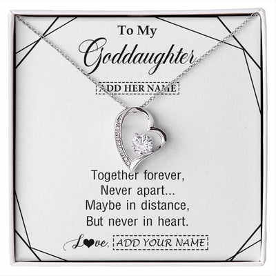 Forever Love Necklace 14K White Gold Finish | 1 | Personalized To My Goddaughter Gifts From Godmother Necklace Together Forever With Heartfelt Message Goddaughter Birthday Christmas Gift Box Message Card | https://siriusteestore.