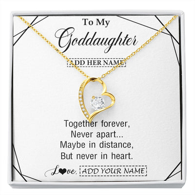 Forever Love Necklace 18K Yellow Gold Finish | 1 | Personalized To My Goddaughter Gifts From Godmother Necklace Together Forever With Heartfelt Message Goddaughter Birthday Christmas Gift Box Message Card | https://siriusteestore.