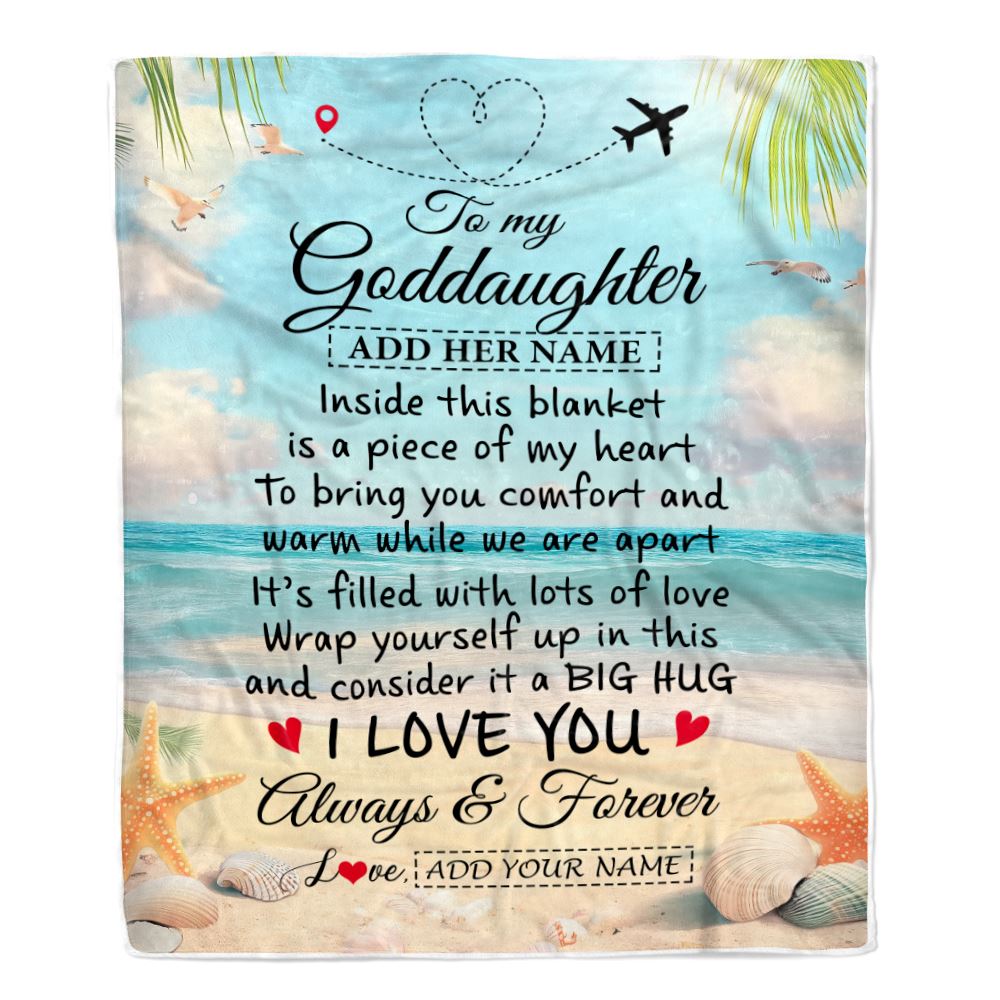 Personalized To My Goddaughter Gifts From Godmother Uncle Blanket Beach I Love You Birthday Gifts Graduation For Goddaughter Christmas Fleece Blanket | siriusteestore